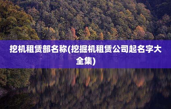 挖机租赁部名称(挖掘机租赁公司起名字大全集)