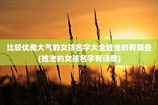 比较优雅大气的女孩名字大全姓池的有哪些(姓池的女孩名字有诗意)