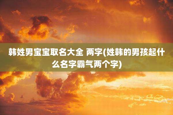 韩姓男宝宝取名大全 两字(姓韩的男孩起什么名字霸气两个字)