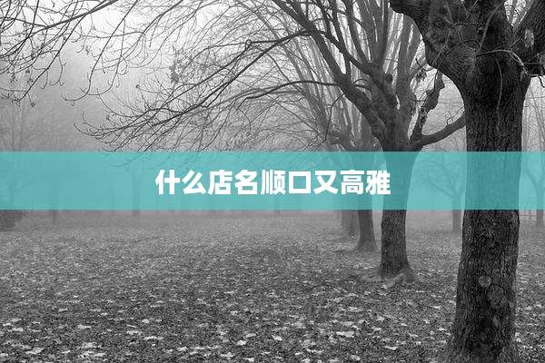 什么店名顺口又高雅