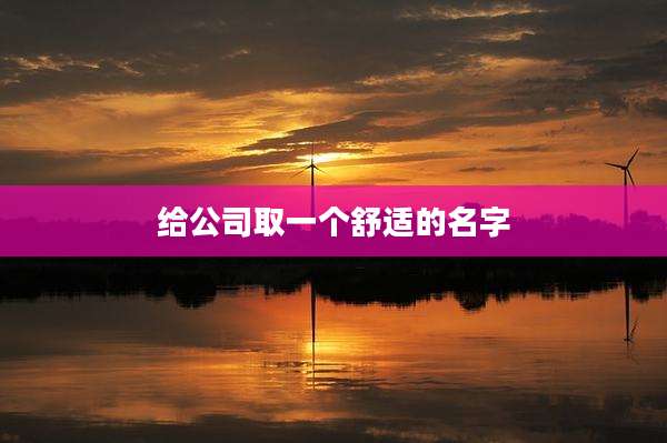 给公司取一个舒适的名字