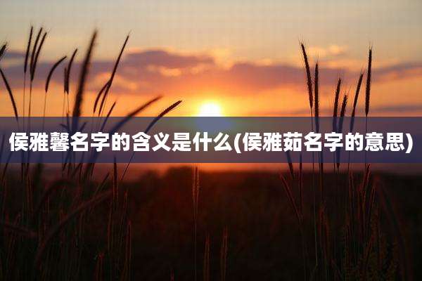 侯雅馨名字的含义是什么(侯雅茹名字的意思)