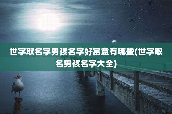 世字取名字男孩名字好寓意有哪些(世字取名男孩名字大全)