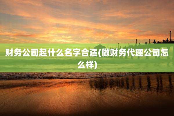 财务公司起什么名字合适(做财务代理公司怎么样)