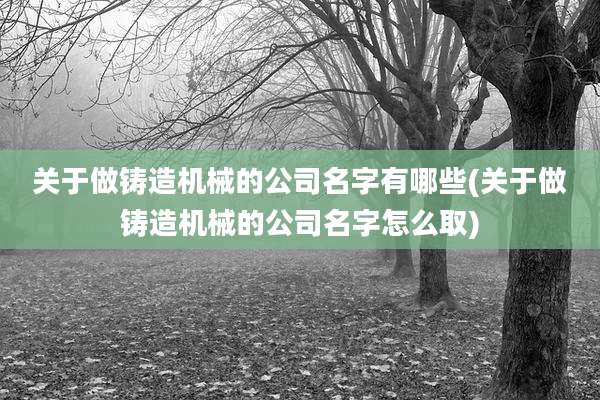 关于做铸造机械的公司名字有哪些(关于做铸造机械的公司名字怎么取)