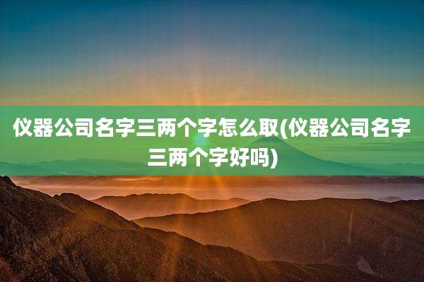 仪器公司名字三两个字怎么取(仪器公司名字三两个字好吗)