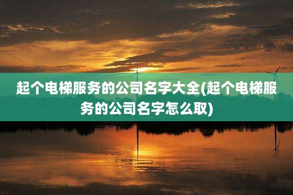 起个电梯服务的公司名字大全(起个电梯服务的公司名字怎么取)