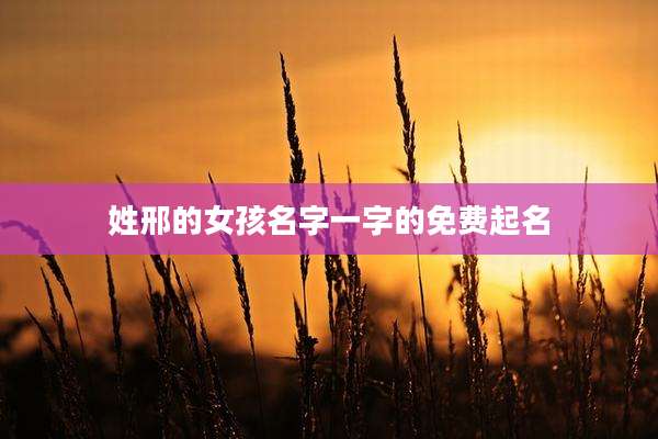 姓邢的女孩名字一字的免费起名
