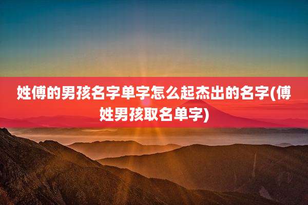 姓傅的男孩名字单字怎么起杰出的名字(傅姓男孩取名单字)