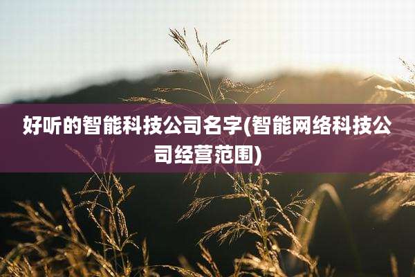 好听的智能科技公司名字(智能网络科技公司经营范围)