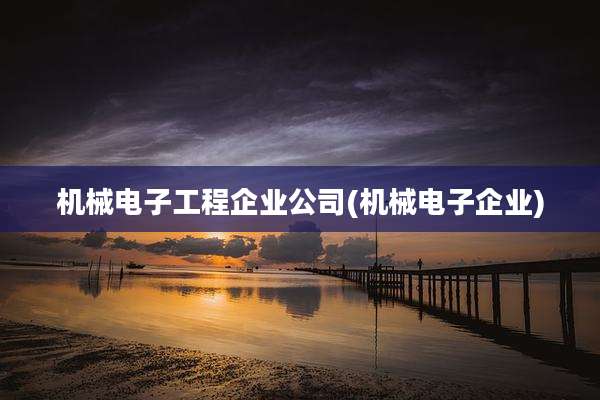 机械电子工程企业公司(机械电子企业)