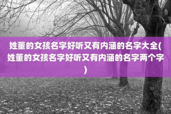 姓董的女孩名字好听又有内涵的名字大全(姓董的女孩名字好听又有内涵的名字两个字)