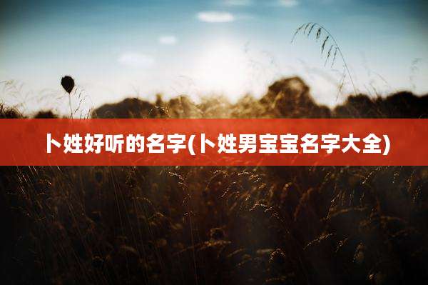 卜姓好听的名字(卜姓男宝宝名字大全)