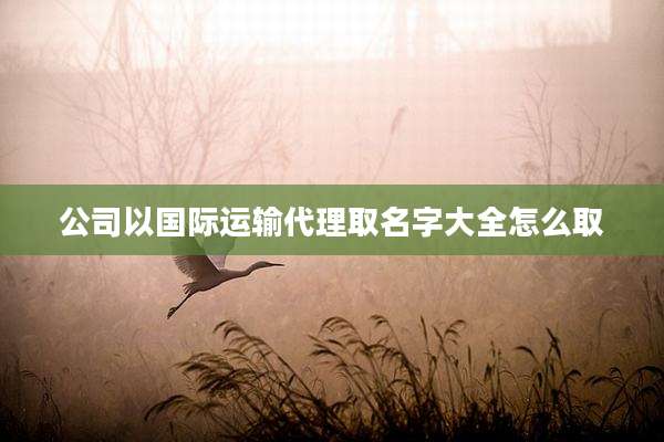 公司以国际运输代理取名字大全怎么取