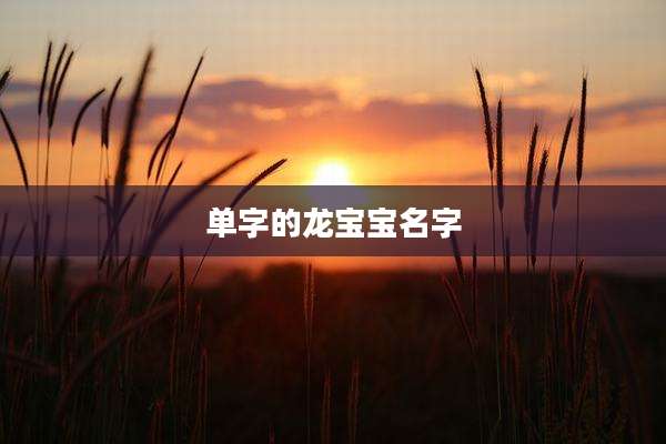 单字的龙宝宝名字