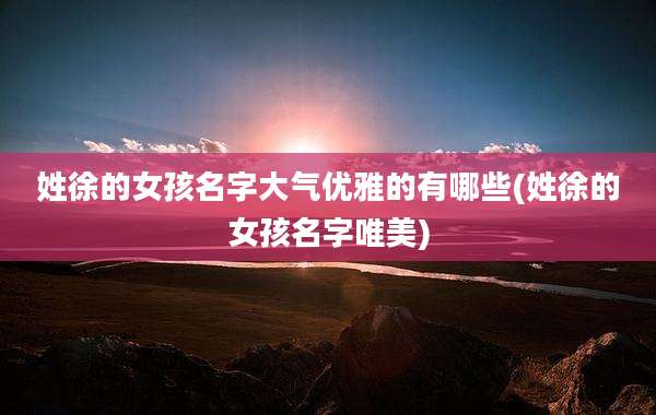 姓徐的女孩名字大气优雅的有哪些(姓徐的女孩名字唯美)