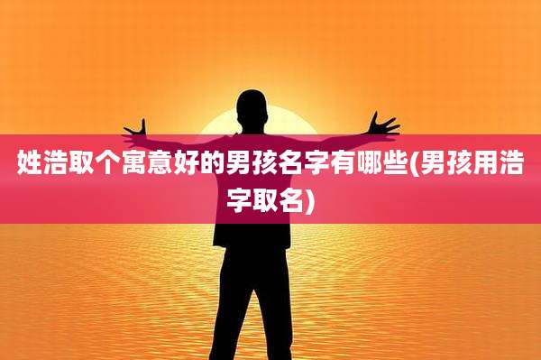 姓浩取个寓意好的男孩名字有哪些(男孩用浩字取名)