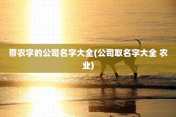 带农字的公司名字大全(公司取名字大全 农业)