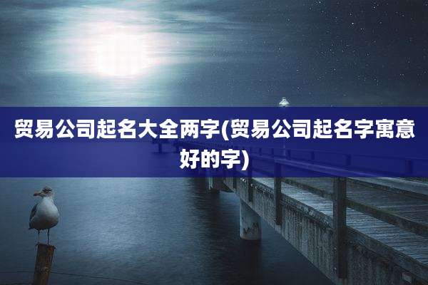 贸易公司起名大全两字(贸易公司起名字寓意好的字)