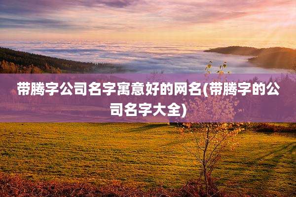带腾字公司名字寓意好的网名(带腾字的公司名字大全)