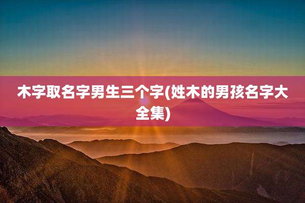 木字取名字男生三个字(姓木的男孩名字大全集)