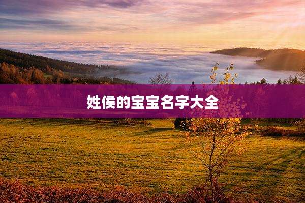 姓侯的宝宝名字大全
