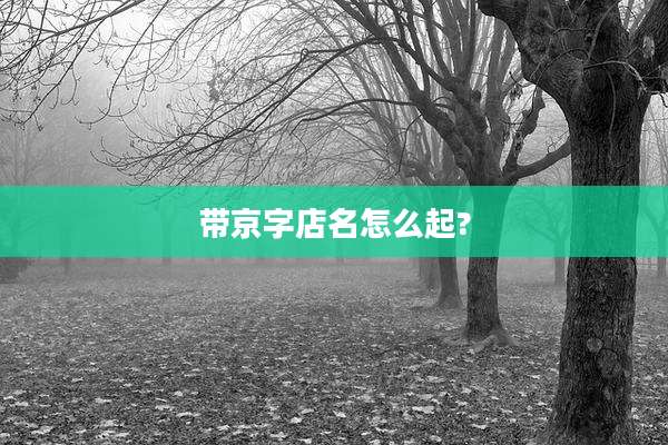 带京字店名怎么起?