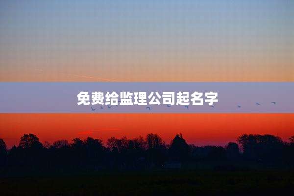 免费给监理公司起名字