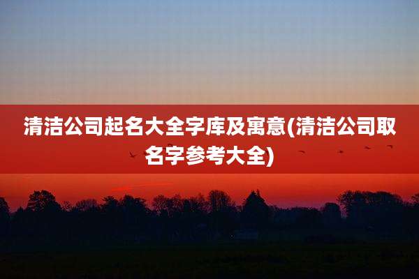 清洁公司起名大全字库及寓意(清洁公司取名字参考大全)