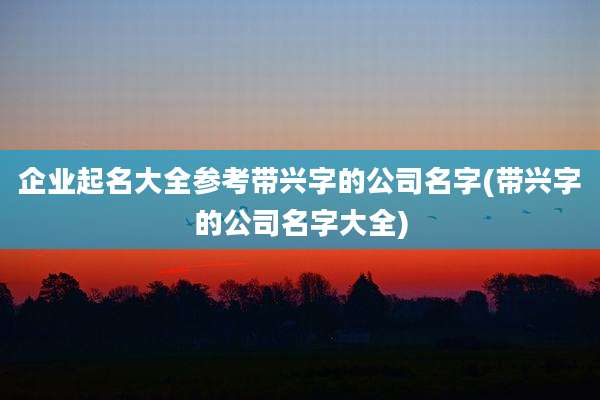 企业起名大全参考带兴字的公司名字(带兴字的公司名字大全)
