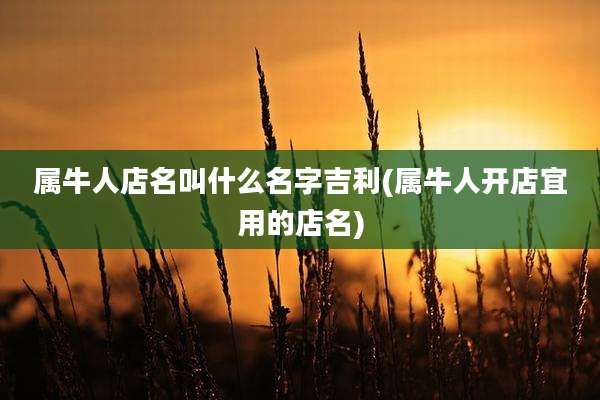 属牛人店名叫什么名字吉利(属牛人开店宜用的店名)