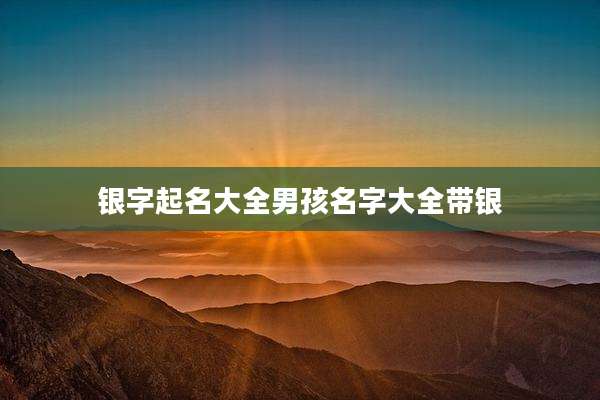 银字起名大全男孩名字大全带银