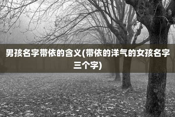 男孩名字带依的含义(带依的洋气的女孩名字三个字)