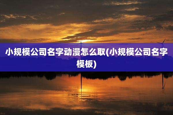 小规模公司名字动漫怎么取(小规模公司名字模板)