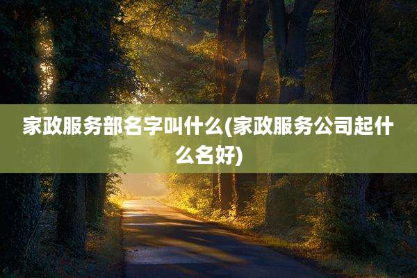 家政服务部名字叫什么(家政服务公司起什么名好)