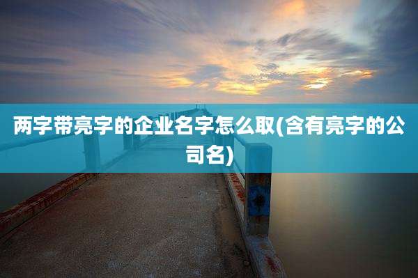 两字带亮字的企业名字怎么取(含有亮字的公司名)