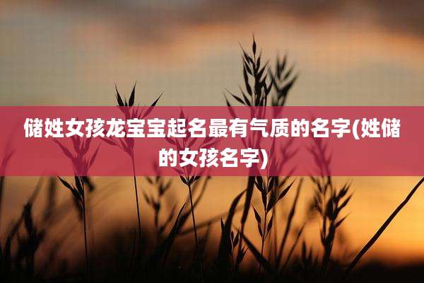 储姓女孩龙宝宝起名最有气质的名字(姓储的女孩名字)