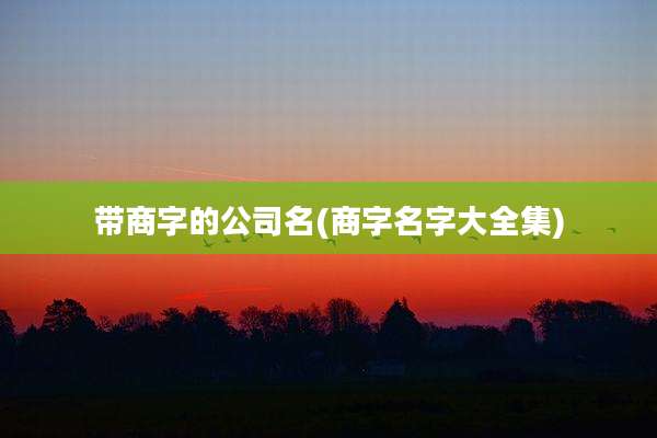 带商字的公司名(商字名字大全集)