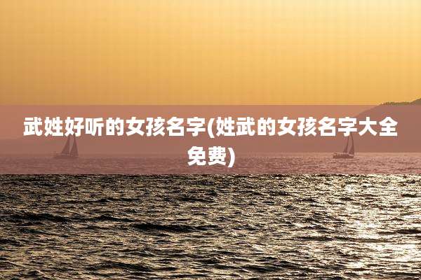 武姓好听的女孩名字(姓武的女孩名字大全免费)