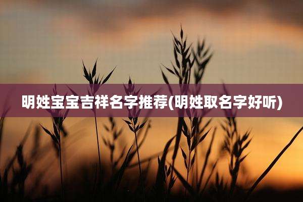 明姓宝宝吉祥名字推荐(明姓取名字好听)