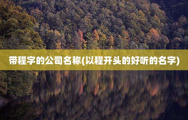 带程字的公司名称(以程开头的好听的名字)