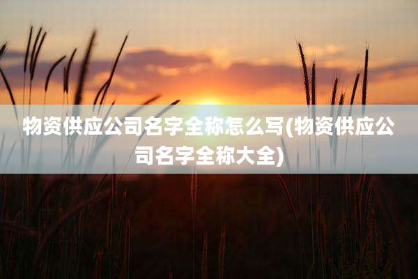 物资供应公司名字全称怎么写(物资供应公司名字全称大全)