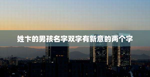 姓卞的男孩名字双字有新意的两个字