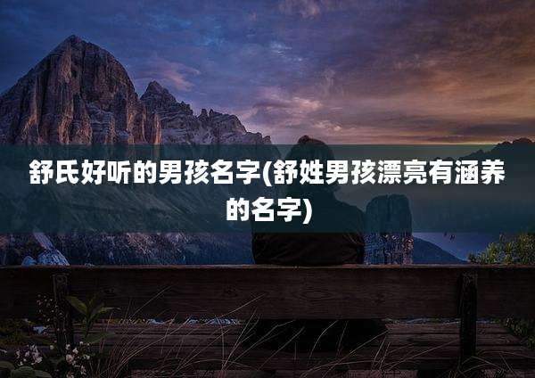 舒氏好听的男孩名字(舒姓男孩漂亮有涵养的名字)