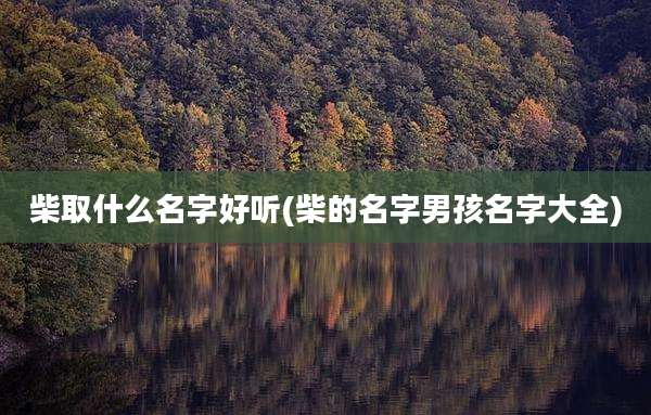 柴取什么名字好听(柴的名字男孩名字大全)