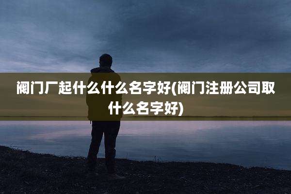 阀门厂起什么什么名字好(阀门注册公司取什么名字好)