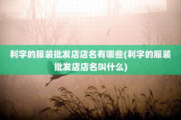 利字的服装批发店店名有哪些(利字的服装批发店店名叫什么)