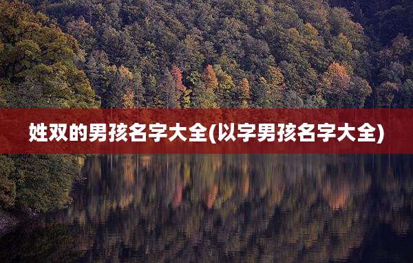 姓双的男孩名字大全(以字男孩名字大全)