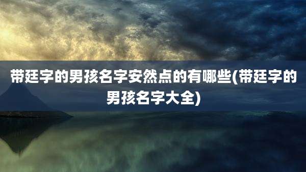 带廷字的男孩名字安然点的有哪些(带廷字的男孩名字大全)