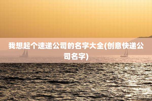 我想起个速递公司的名字大全(创意快递公司名字)